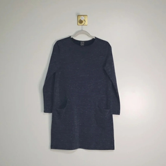 Clara Sun Woo Shift Dress Small Heather Navy Blue Minimalist Designer Pockets - Picture 1 of 10